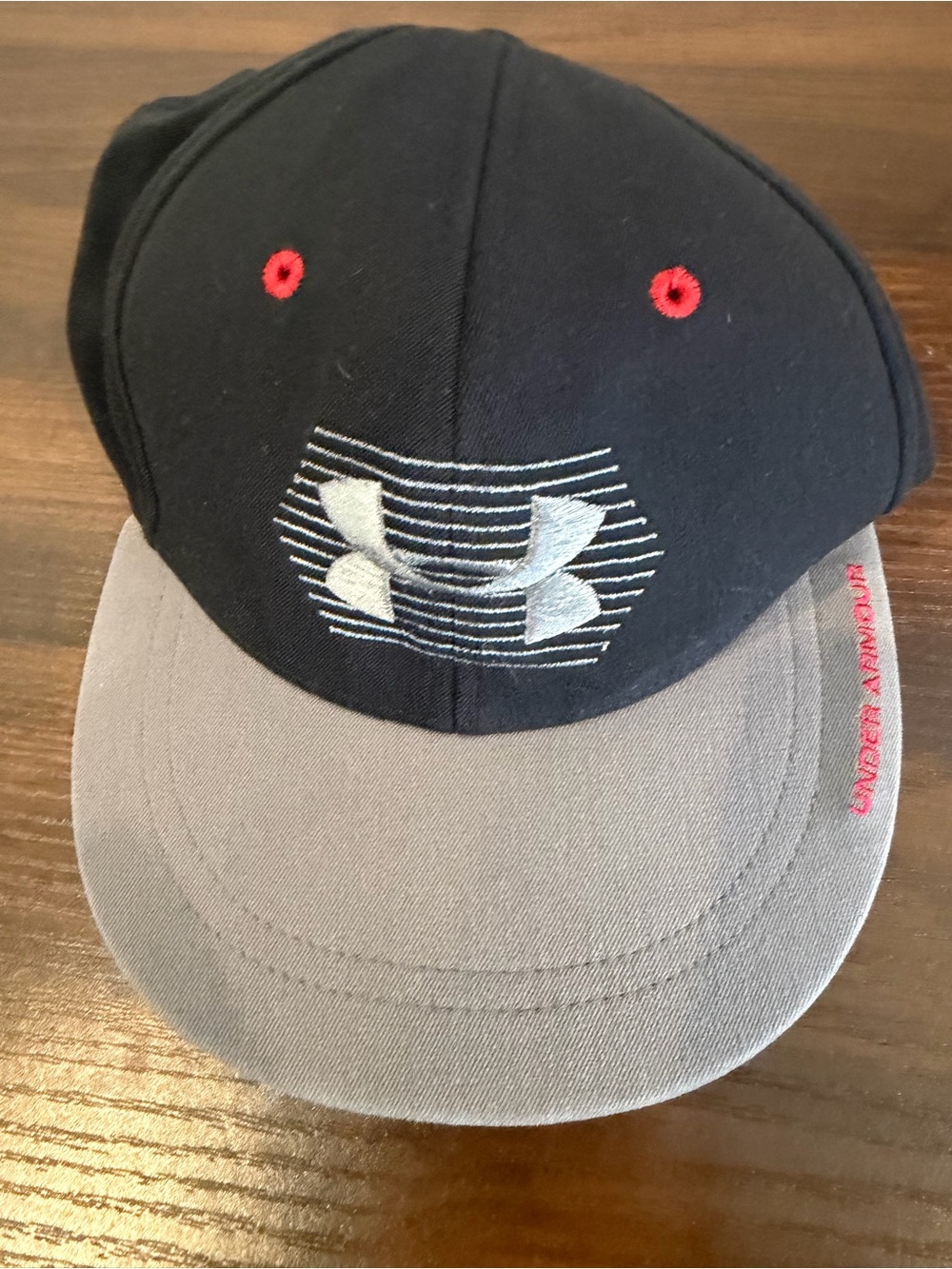 Under Armour Black and Gray Youth Performance Hat with Red Accents